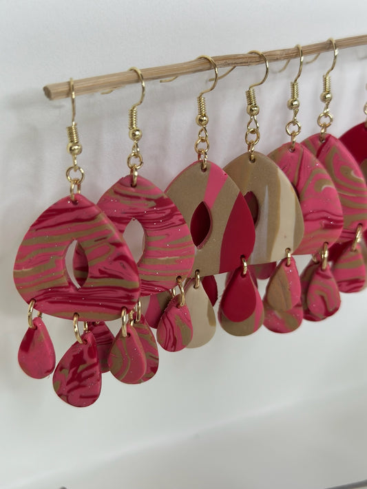 Pink Marbled Earrings