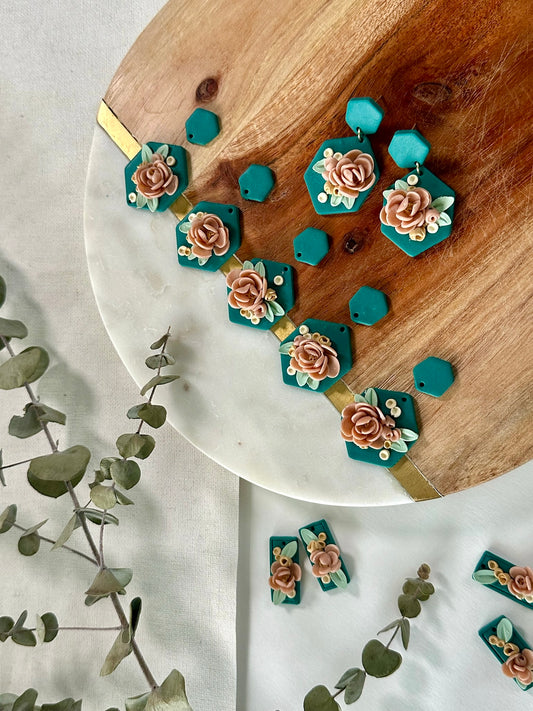 Floral Lore Earrings – Honeydrop | Garden Sage Palette | Gold Findings