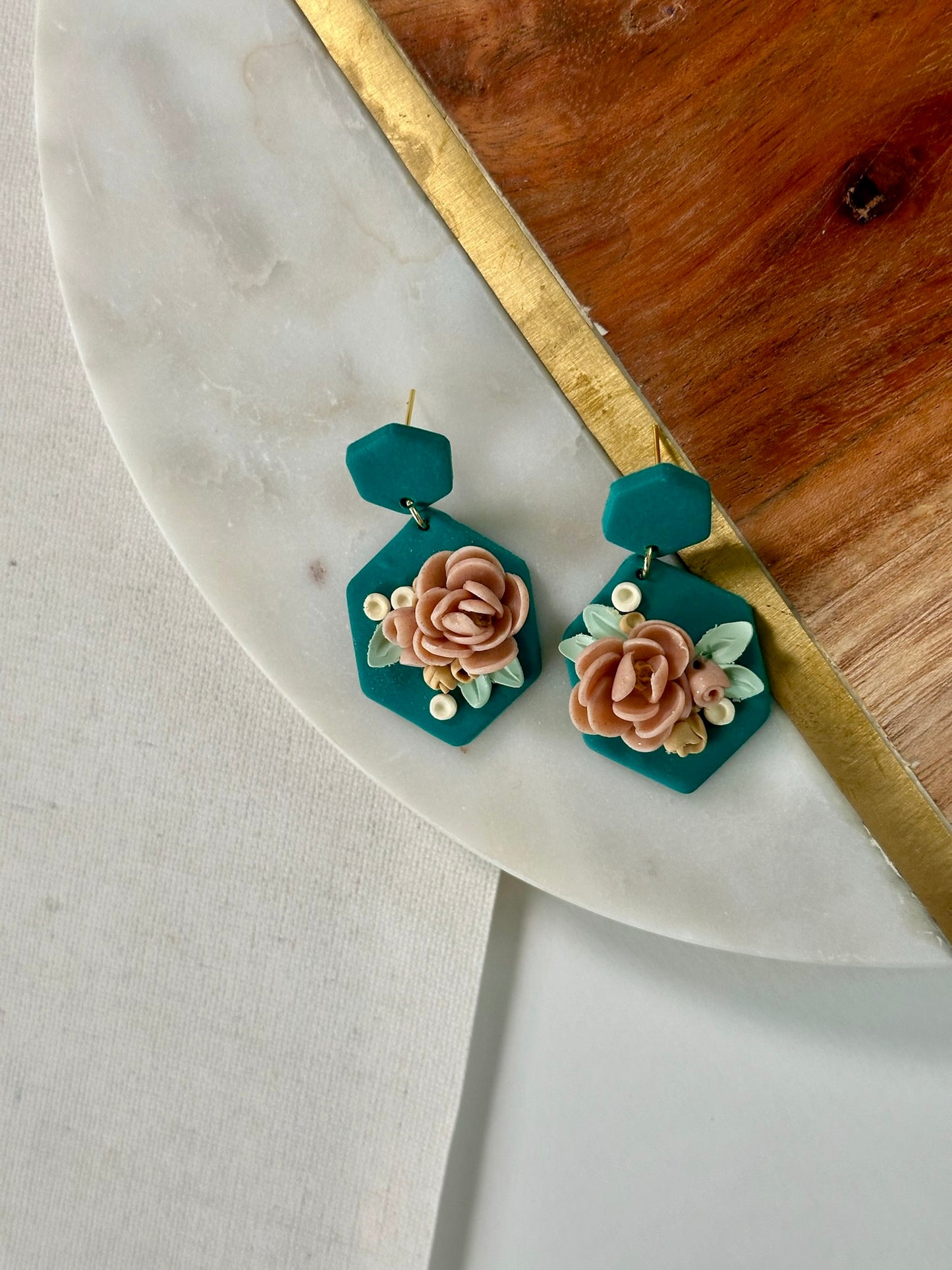 Floral Lore Earrings – Honeydrop | Garden Sage Palette | Gold Findings