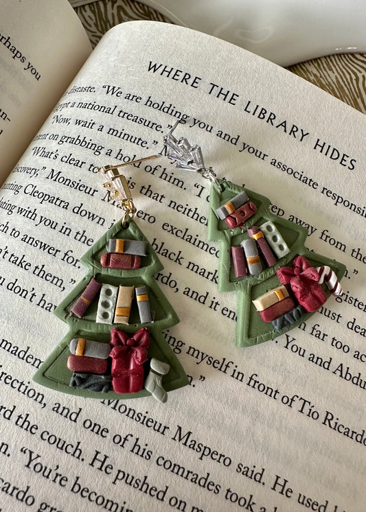 Xmas Trees Bookcase Earrings