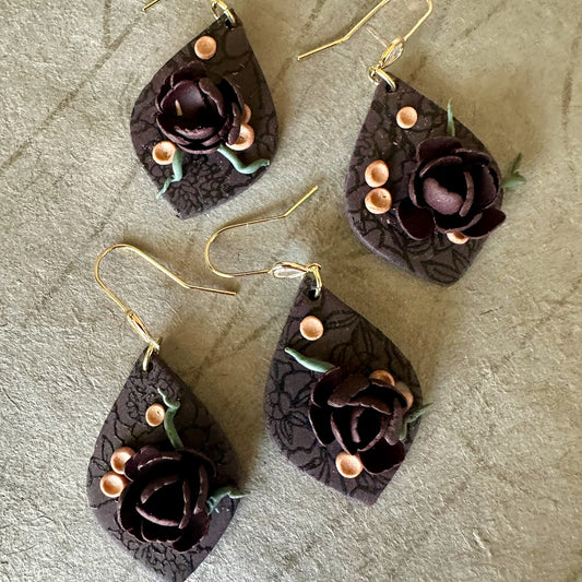 Floral Burgundy Earring (Holiday 2025)