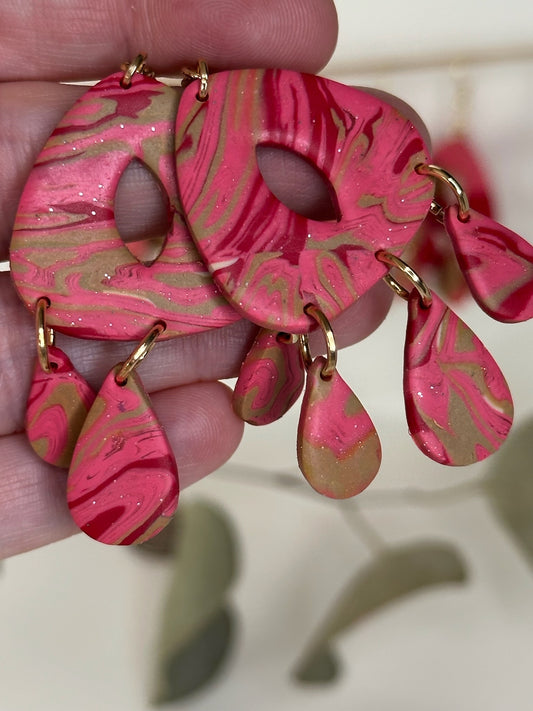 Pink Marbled Earrings
