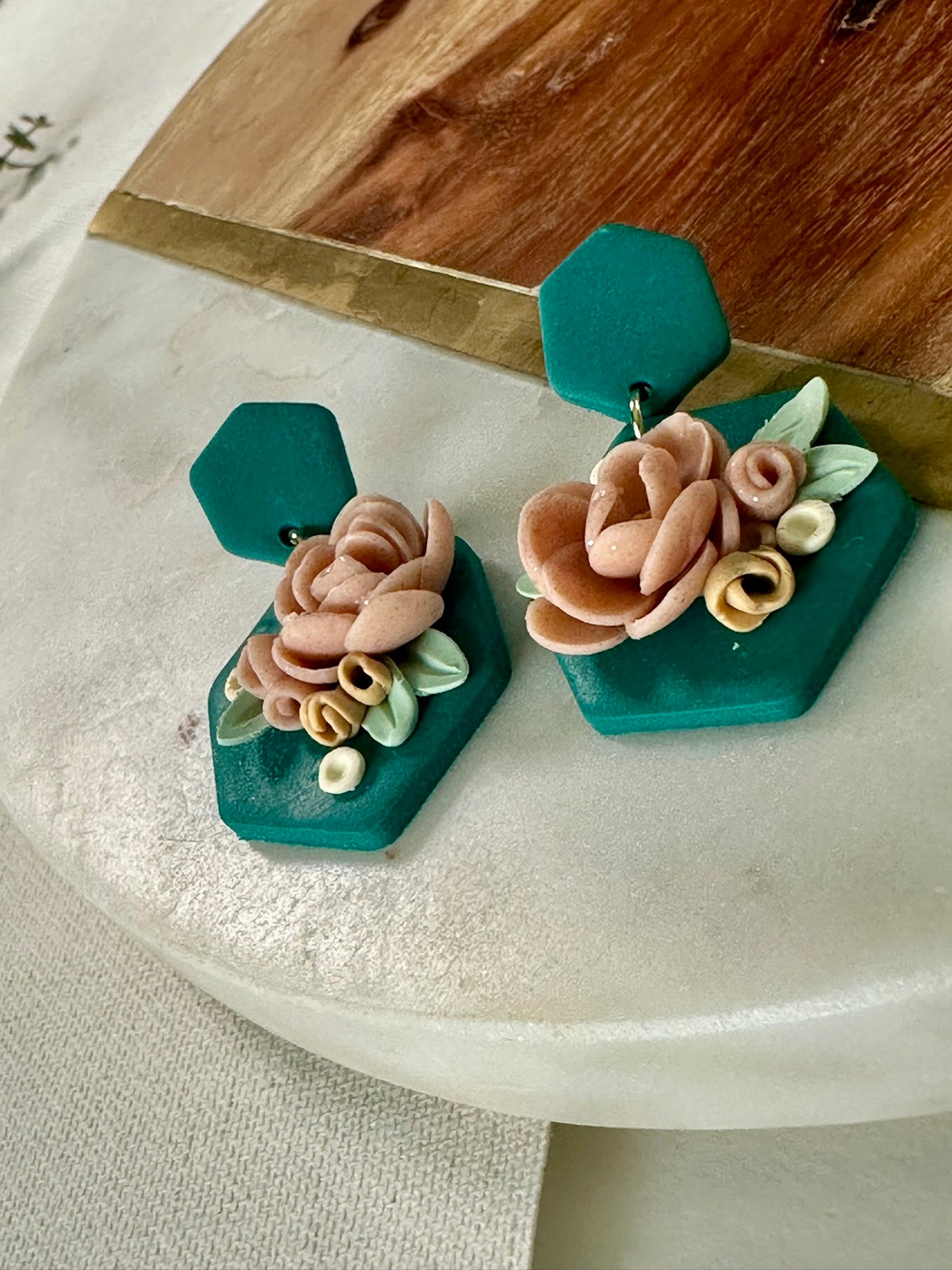 Floral Lore Earrings – Honeydrop | Garden Sage Palette | Gold Findings